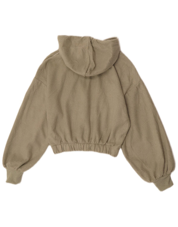 Topshop Jersey de forro polar con capucha y cuello con cremallera para mujer UK 6 XS Caqui Poliéster