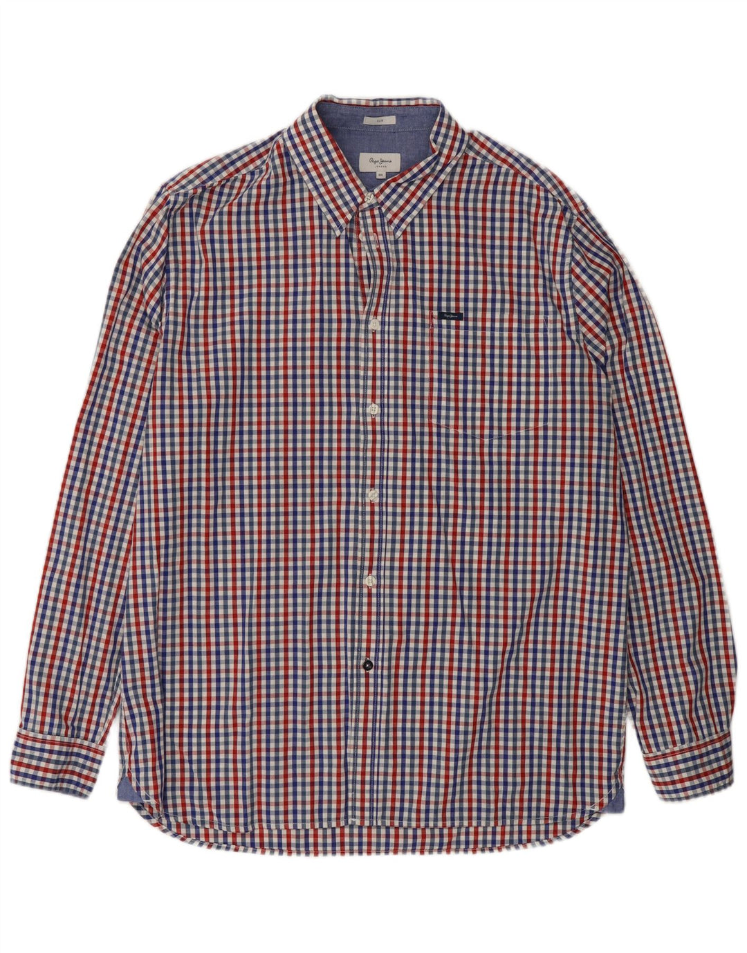 PEPE JEANS Camisa ajustada para hombre 2XL Algodón a cuadros multicolor