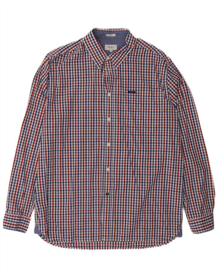 PEPE JEANS Camisa ajustada para hombre 2XL Algodón a cuadros multicolor