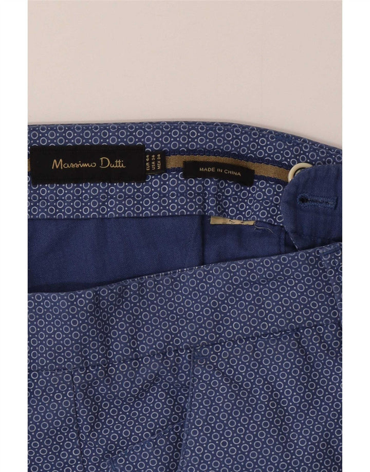 Massimo Dutti Pantalones cortos chinos para hombre EU 44 Large W34 Azul marino manchado