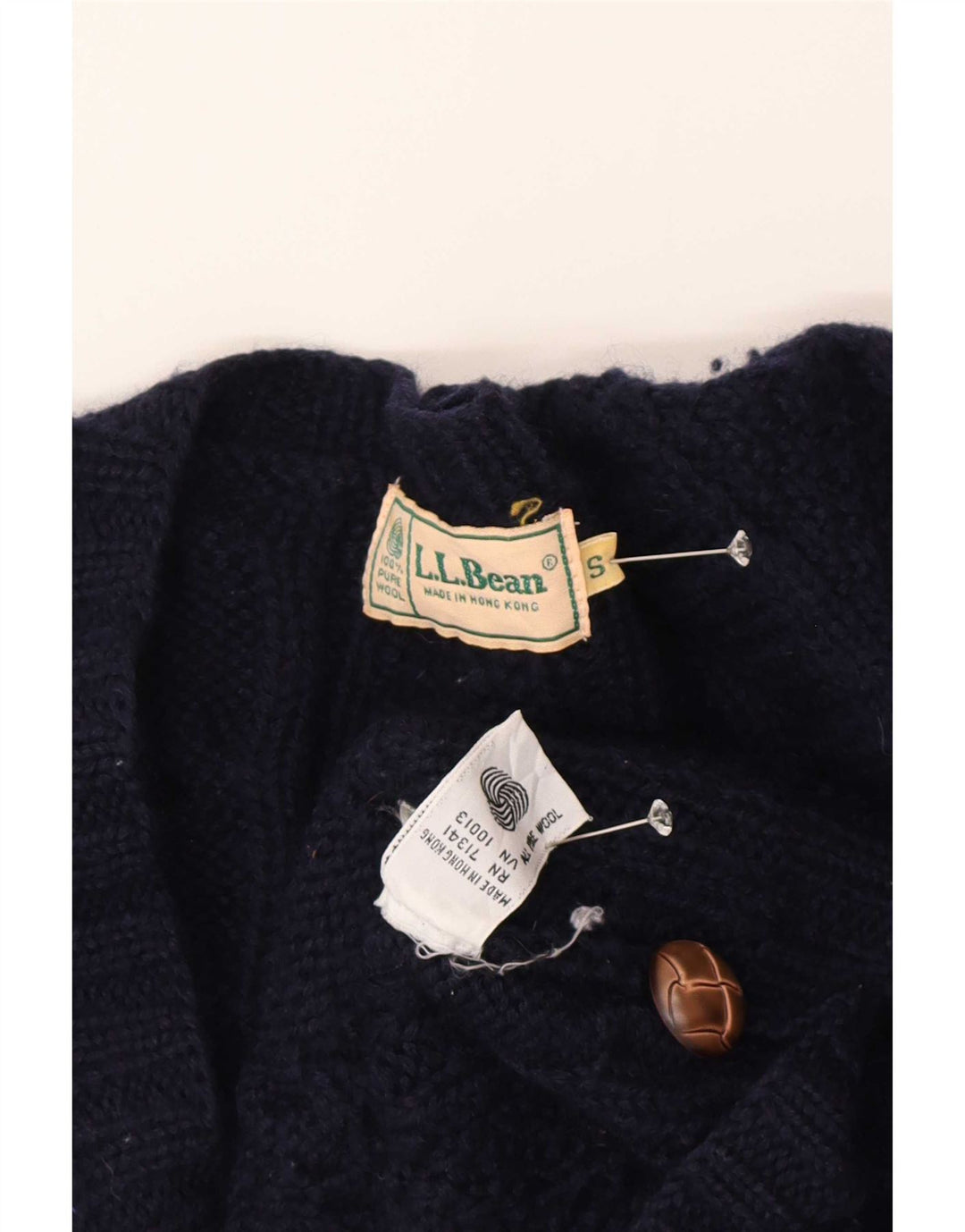 L.L.Bean Suéter tipo cárdigan extragrande para mujer UK 10 Small Lana azul marino