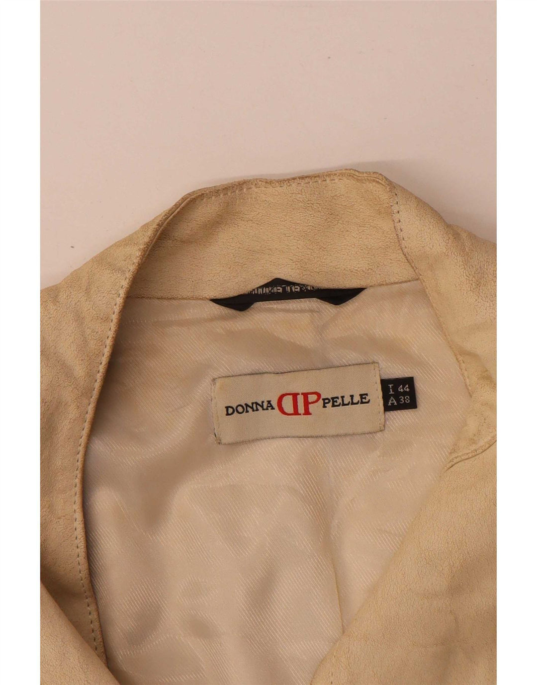 Donna Pelle Chaqueta de cuero corta para mujer IT 44 Beige medio