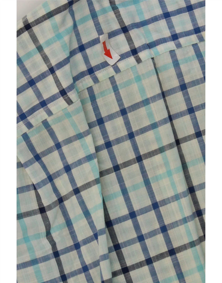 Nautica Camisa de corte clásico para hombre de algodón a cuadros azul medio