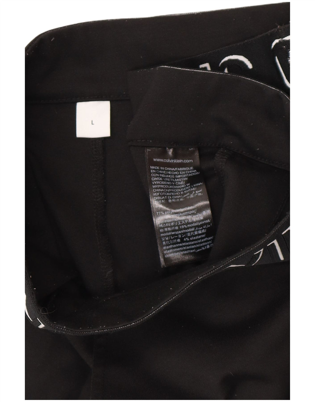 CALVIN KLEIN Pantalones cortos ajustados con estampado gráfico para mujer Grande W32 L27 Negro