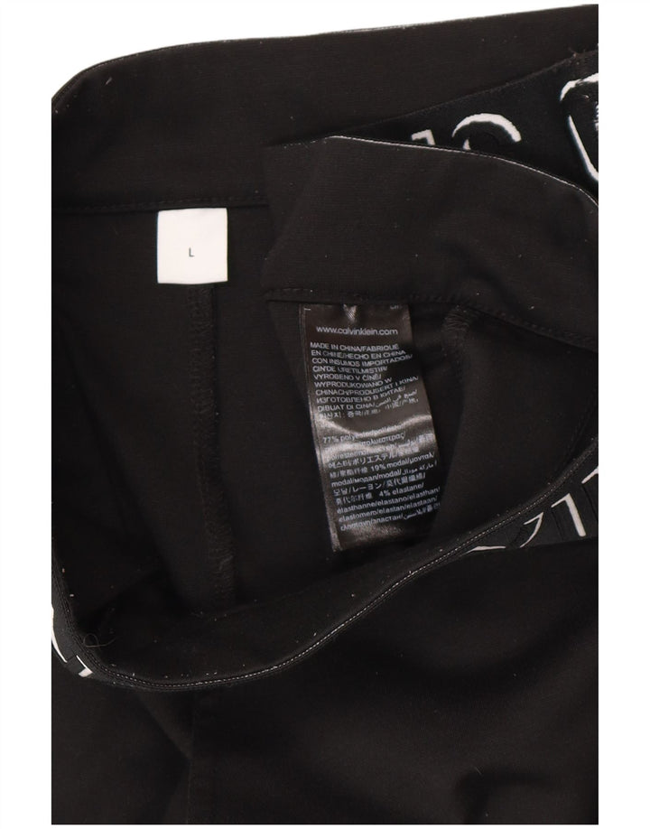CALVIN KLEIN Pantalones cortos ajustados con estampado gráfico para mujer Grande W32 L27 Negro