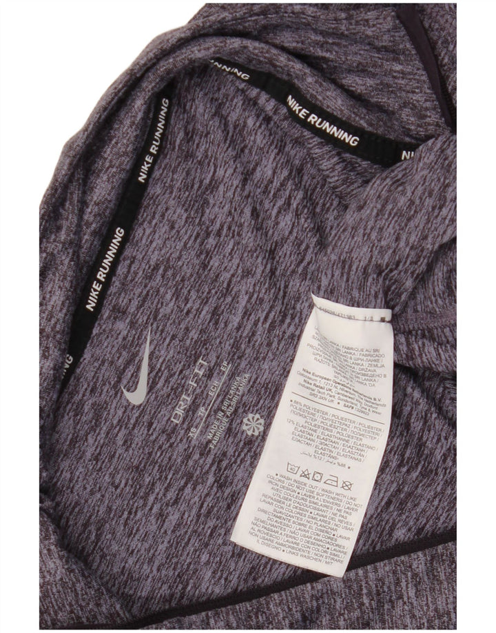 Nike Dri Fit Camiseta con cuello y cremallera de manga larga para hombre XS Poliéster moteado azul