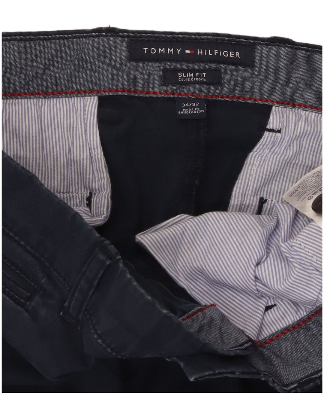 TOMMY HILFIGER Pantalón chino slim fit para hombre W34 L32 Algodón azul marino