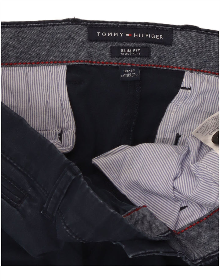 TOMMY HILFIGER Pantalón chino slim fit para hombre W34 L32 Algodón azul marino