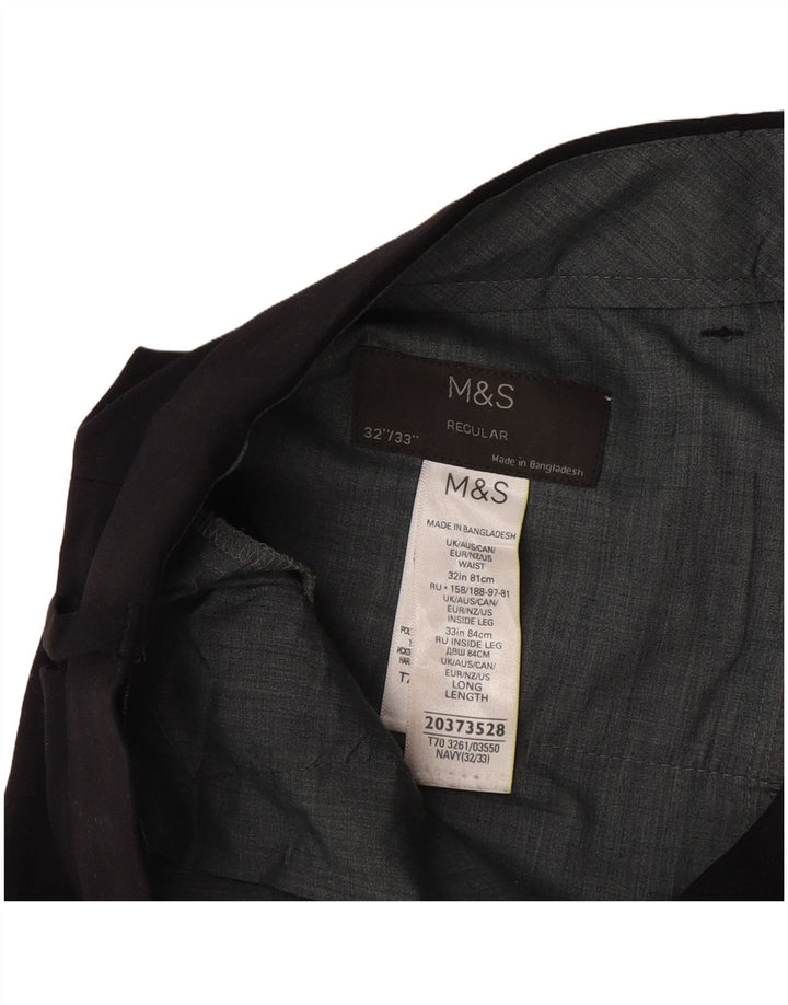 Marks & Spencer Pantalones chinos rectos regulares para hombre W32 L33 Azul marino
