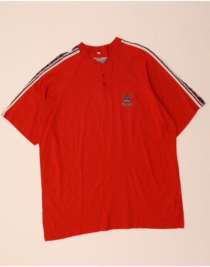 BRUGI Mens Graphic T-Shirt Top Medium Red Colourblock Cotton