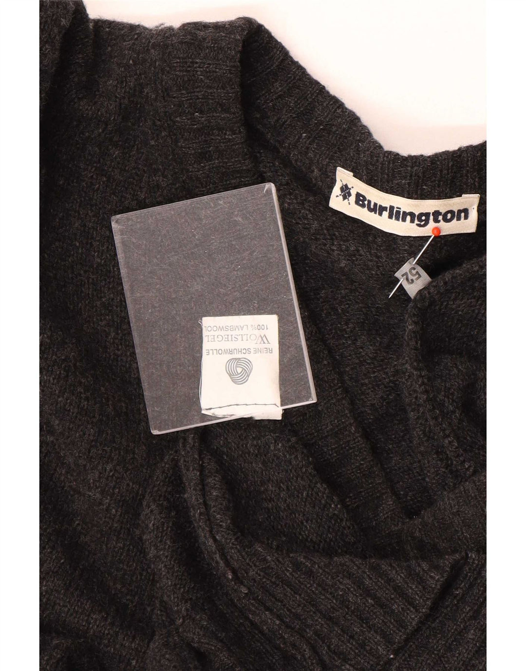 Burlington Jersey con cuello en V para hombre IT 52 XL Lana gris