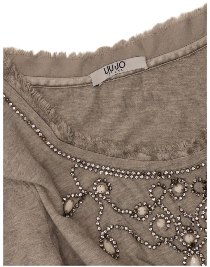 LIU JO Camiseta de manga larga para mujer UK 10 Small Grey