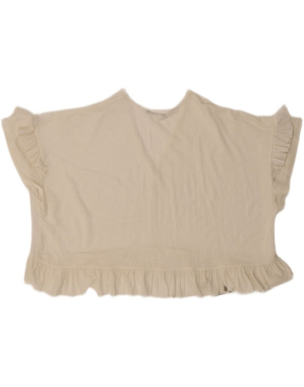 Zara Blusa Corta Extragrande para Mujer UK 44 Medium Off White