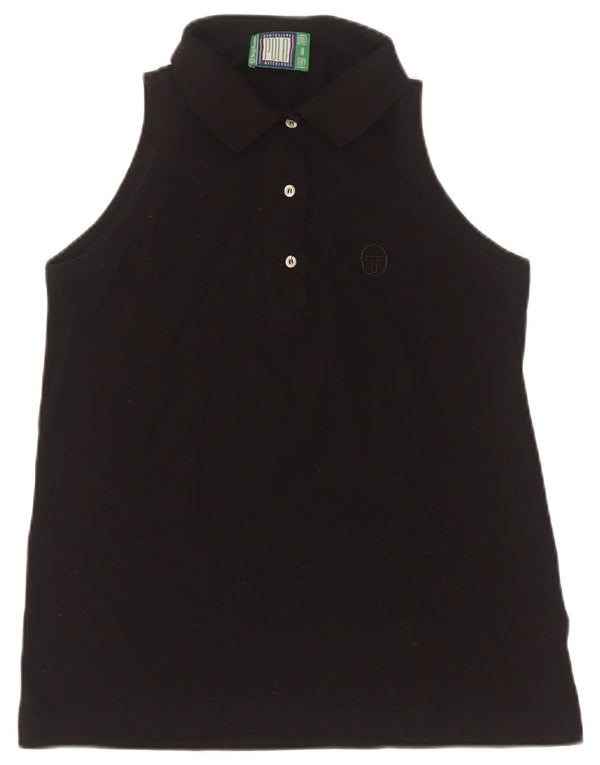 Sergio Tacchini Polo sin mangas para mujer UK 10 Small Algodón negro
