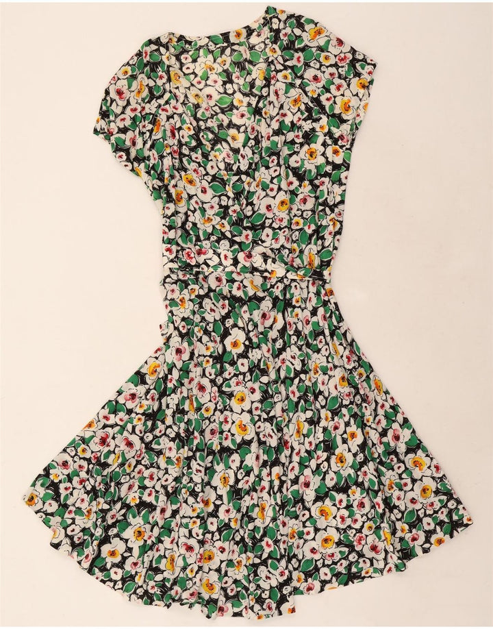 Vintage mujer abrigo vestido Reino Unido 12 medio multicolor floral
