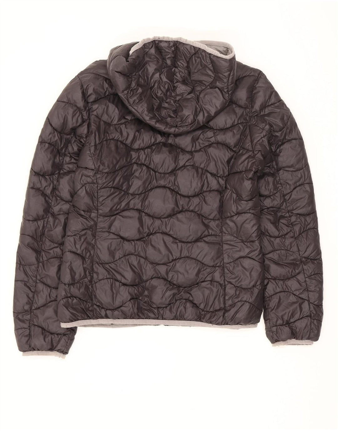 Blauer Chaqueta Acolchada Acolchada con Capucha para Mujer UK 40 Grande Poliamida Negra