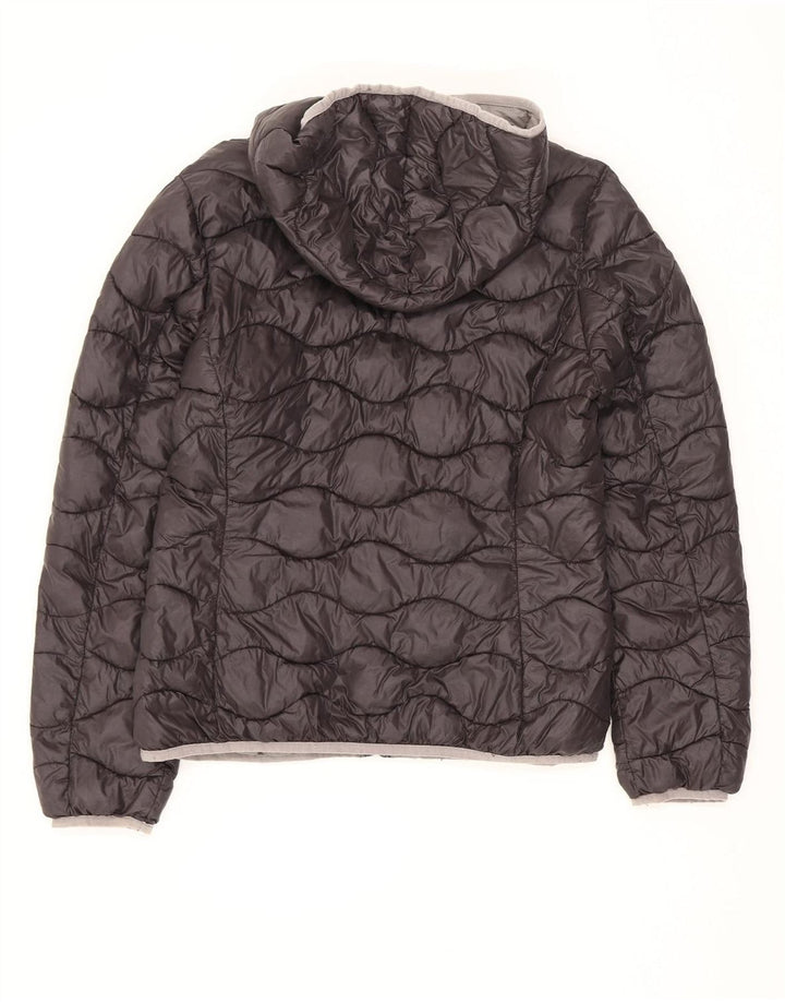 Blauer Chaqueta Acolchada Acolchada con Capucha para Mujer UK 40 Grande Poliamida Negra