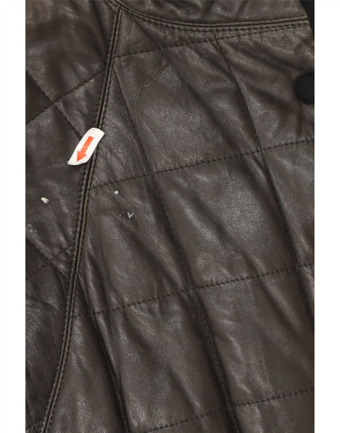 Vintage mujer acolchado cuero abrigo Reino Unido 12 Medio Negro