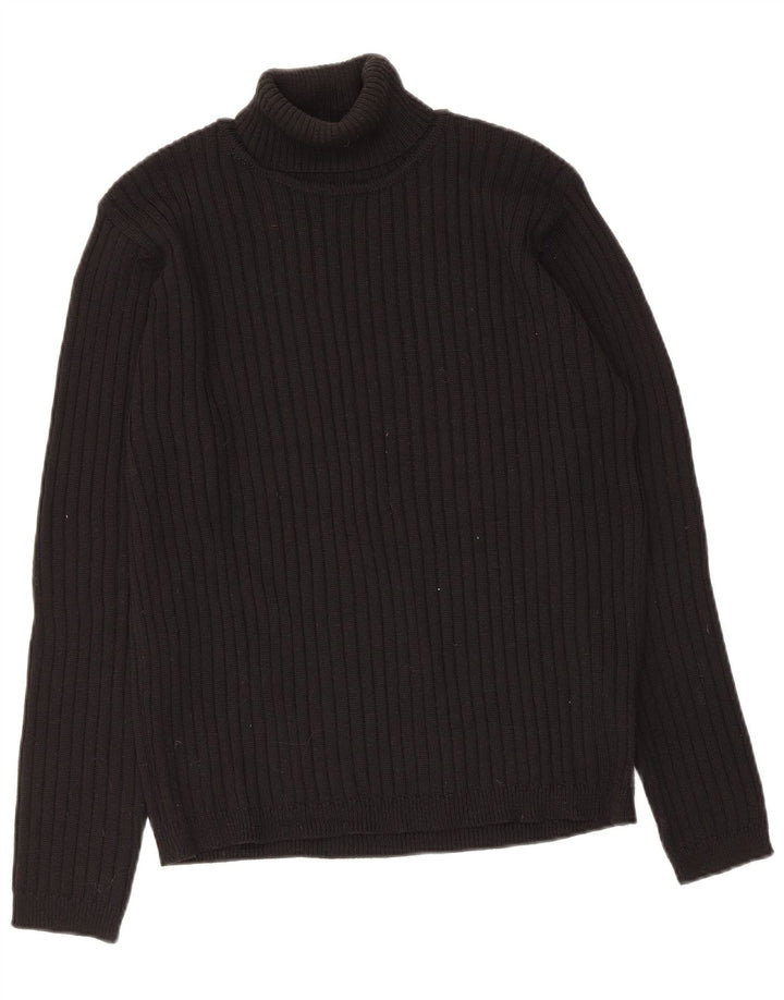 Zara - Jersey con cuello vuelto para mujer, talla 40, talla grande, lana negra