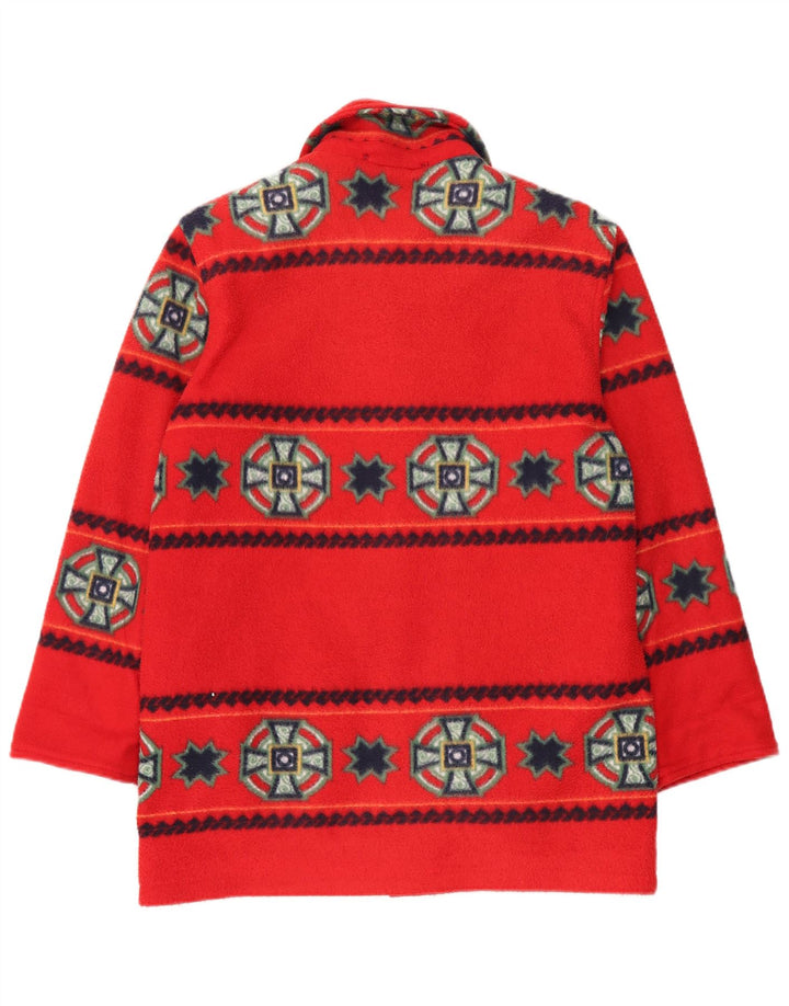 Vintage mujer abrigo de gran tamaño Reino Unido 16 poliéster geométrico rojo grande