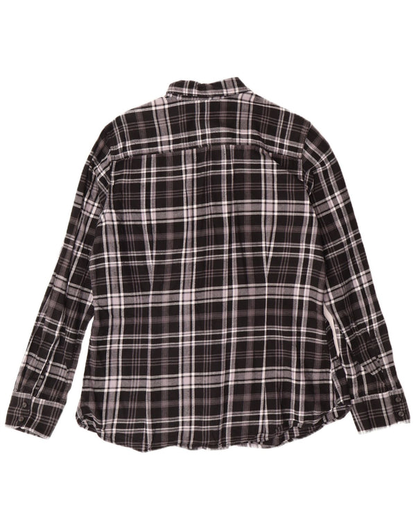 EDDIE BAUER Camisa de franela para mujer UK 46 Large Black Check Cotton