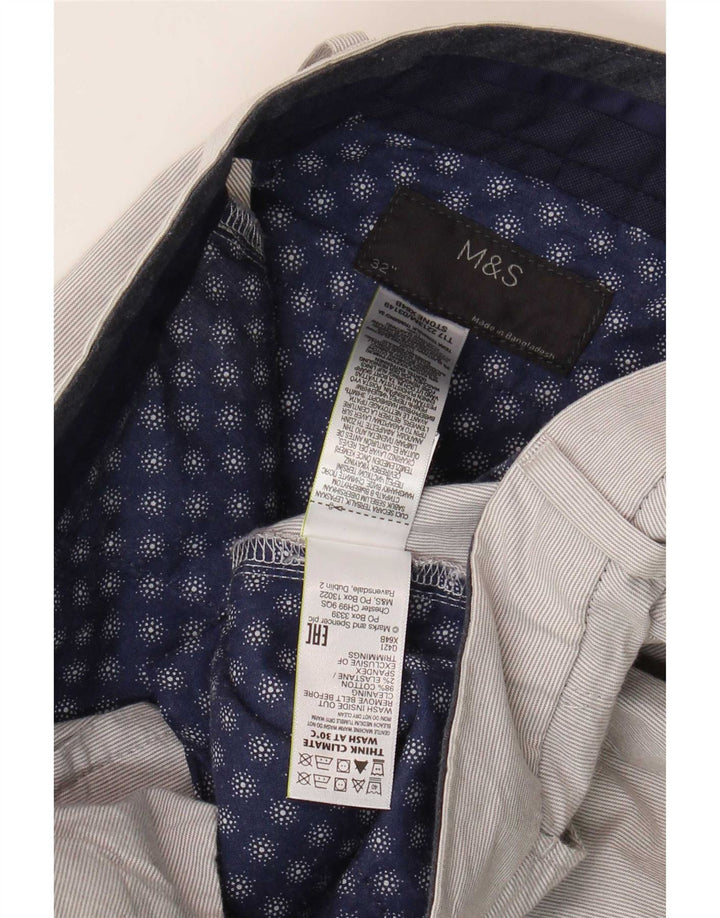 Marks & Spencer Pantalones cortos chinos para hombre W32 Algodón a rayas gris medio