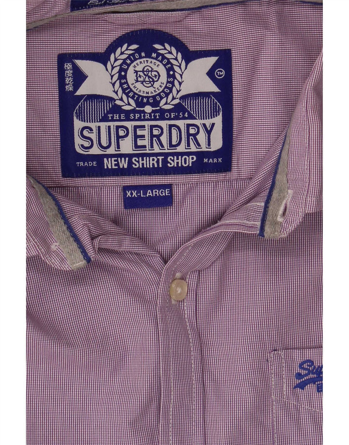Camisa Superdry para hombre 2XL Algodón a cuadros morado