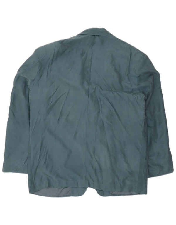 TRUSSARDI Chaqueta tipo blazer de 2 botones para hombre IT 54 2XL Seda azul