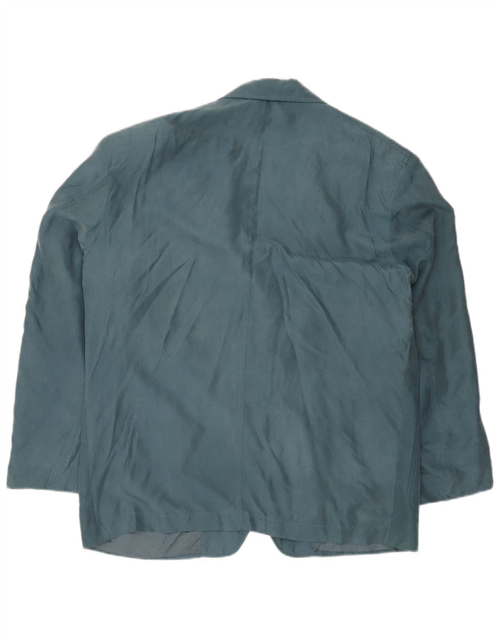 TRUSSARDI Chaqueta tipo blazer de 2 botones para hombre IT 54 2XL Seda azul