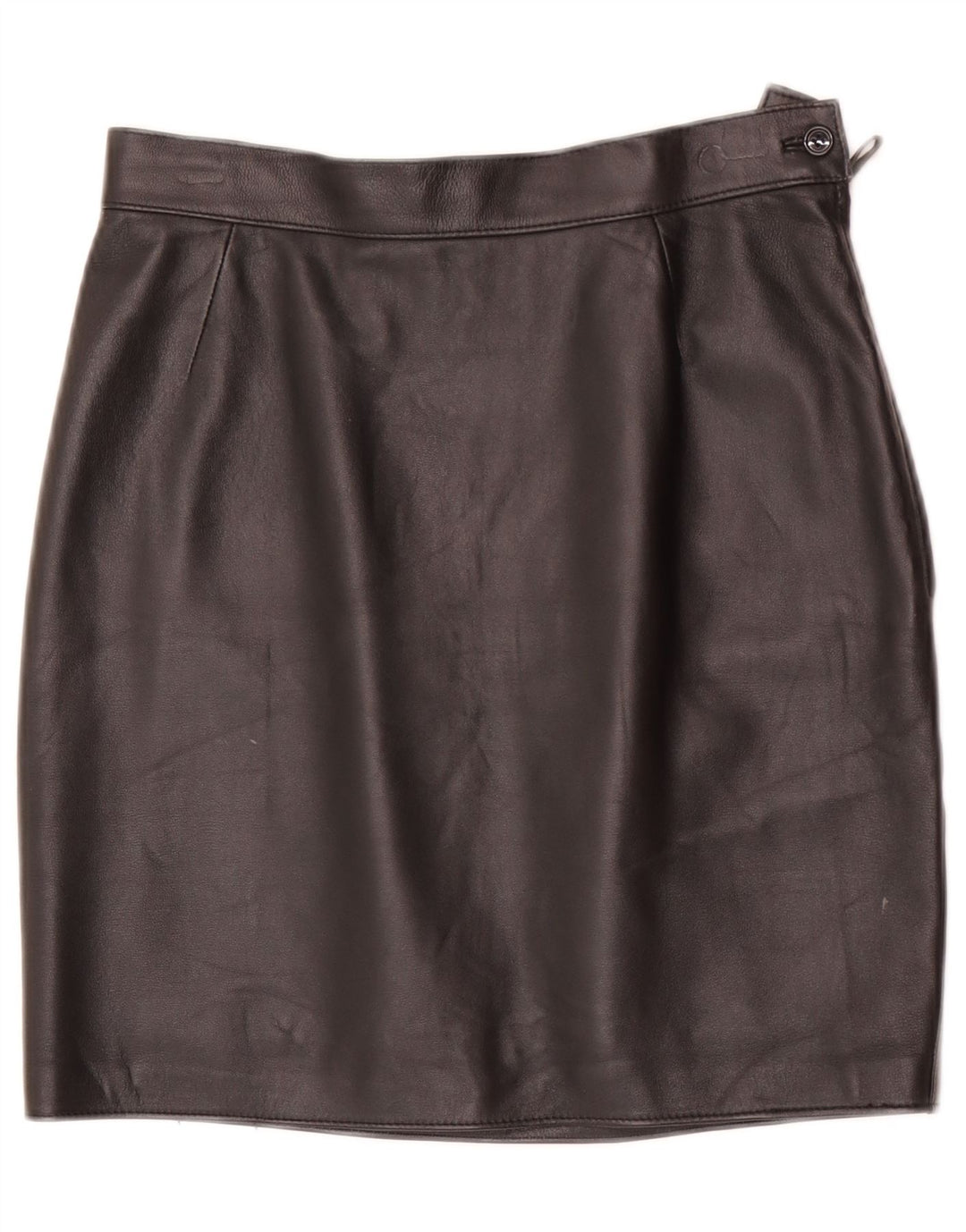 Vintage mujer mini falda de cuero W28 medio negro