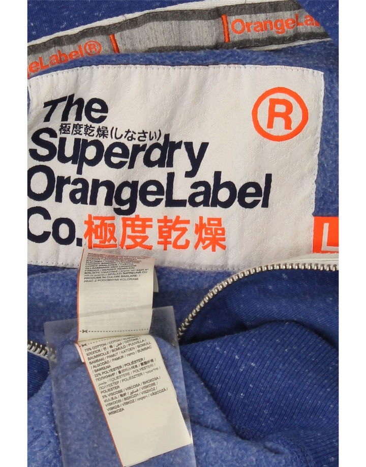 SUPERDRY Suéter con capucha y cremallera para mujer Reino Unido 46 Algodón moteado azul grande
