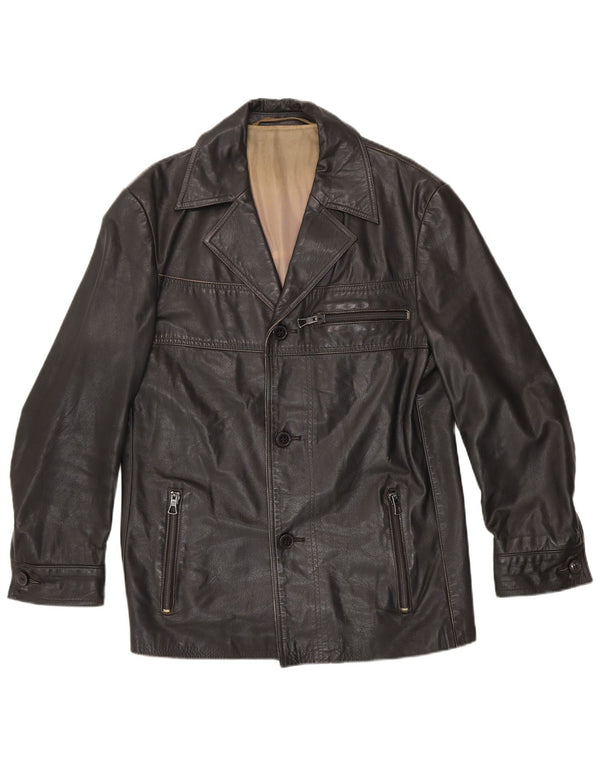 Vintage chaqueta de cuero para hombre Reino Unido 38 cuero negro medio