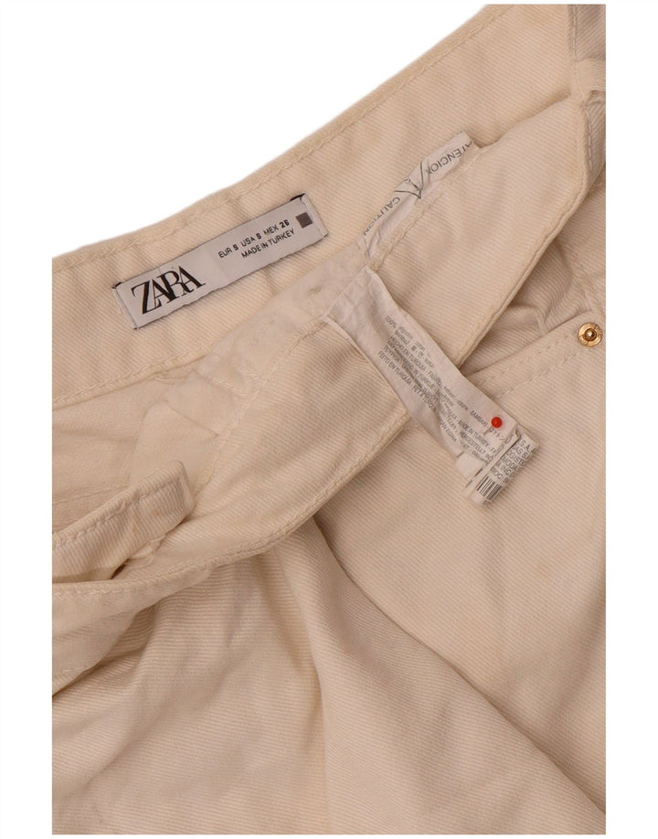 Zara Mujer Shorts Vaqueros Small W26 Algodón Blanco