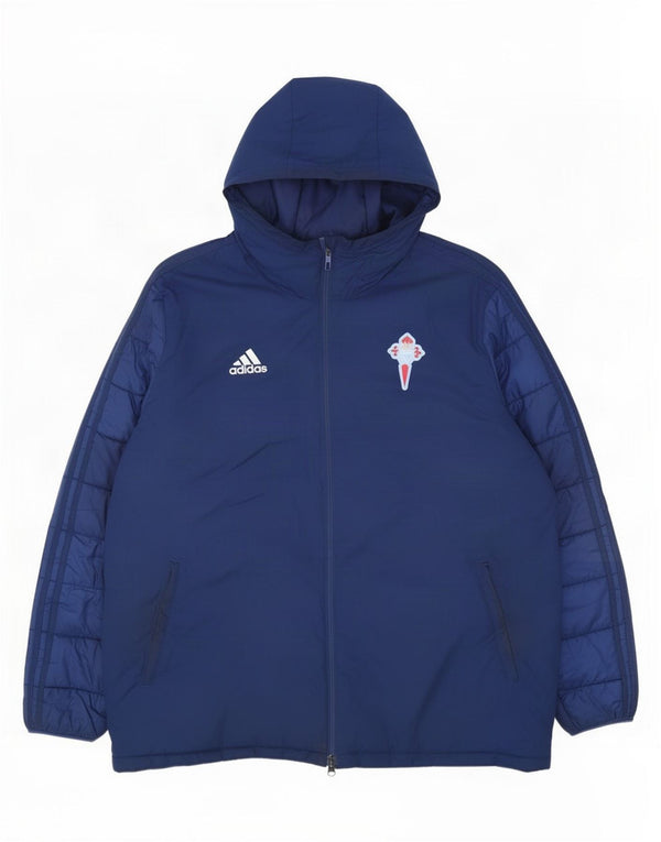 Adidas Chaqueta acolchada con capucha para hombre UK 44 2XL Azul marino Poliéster