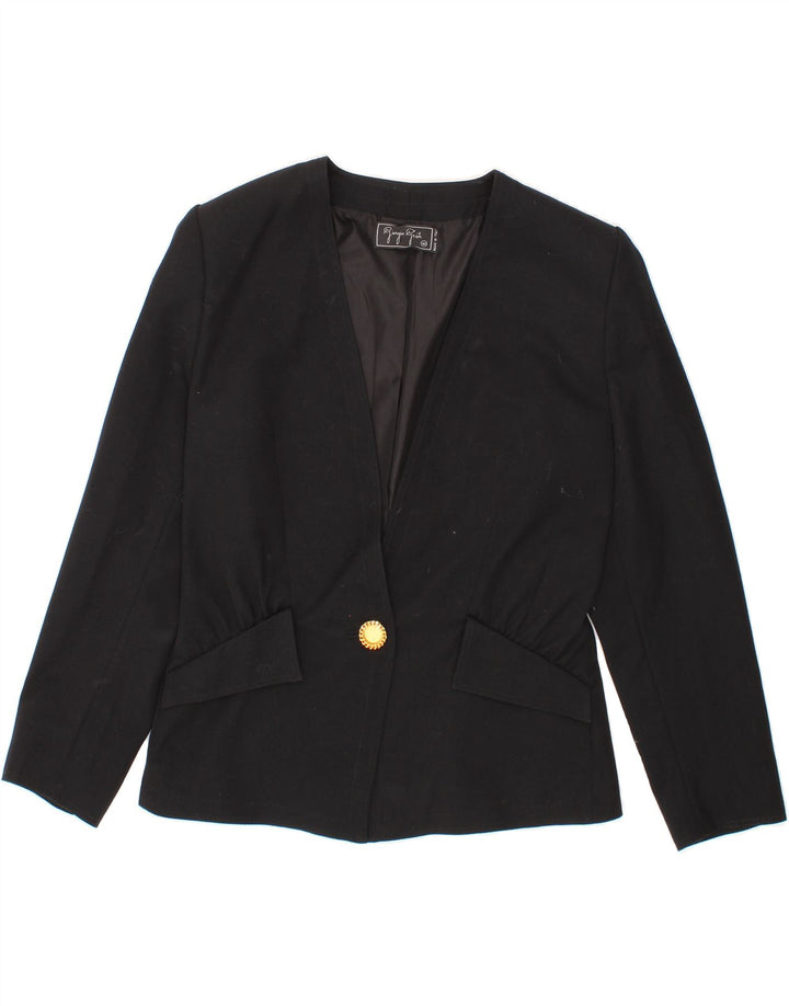 GIORGIO GRATI Womens 1 Button Blazer Jacket IT 42 Medium Black Wool Vintage Giorgio Grati and Second-Hand Giorgio Grati from Messina Hembry 