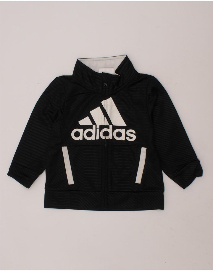ADIDAS Baby Boys Graphic Tracksuit Top Jacket 9-12 Months Black Polyester Vintage Adidas and Second-Hand Adidas from Messina Hembry 