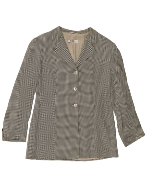 Marella Chaqueta Blazer de 3 Botones para Mujer UK 44 Grande Viscosa de Pata de Gallo Blanca