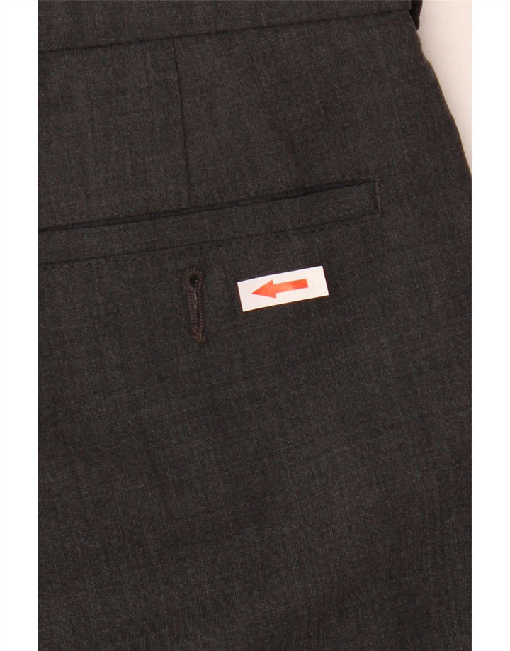 Marks & Spencer Pantalones de traje con pinzas a medida para hombre W34 L28 Poliéster gris
