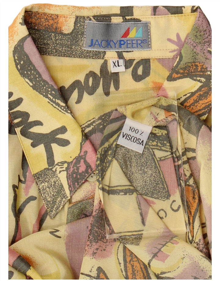 Jacky Peer Camisa Manga Corta Estampado Abstracto XL Viscosa Amarilla Hombre