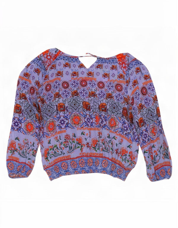Desigual Blusa extragrande de manga larga para mujer UK 40 XL Azul Floral