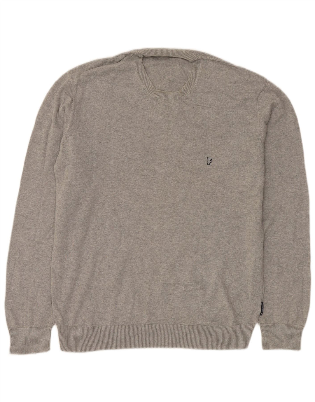 FRENCH CONNECTION Jersey de cuello redondo para hombre de algodón gris medio