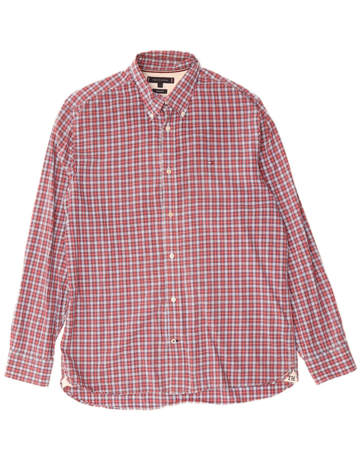 Camisa Tommy Hilfiger de corte regular para hombre de algodón a cuadros rojos grandes