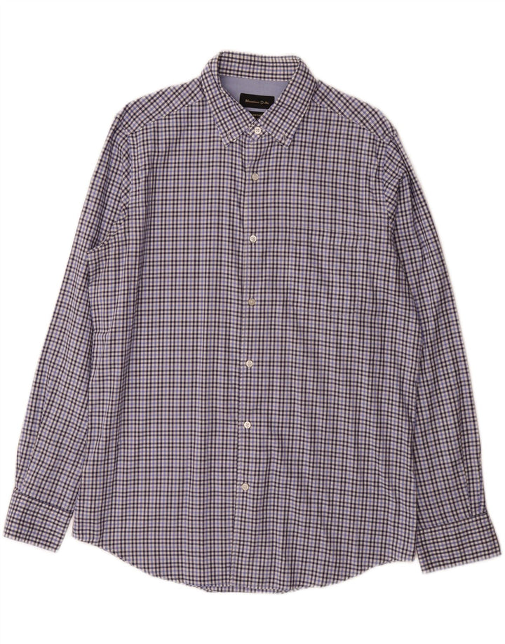 MASSIMO DUTTI Mens Finest Fabric Shirt Large Blue Check Cotton Vintage Massimo Dutti and Second-Hand Massimo Dutti from Messina Hembry 