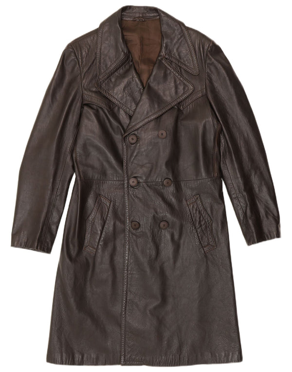 VINTAGE Abrigo de cuero para hombre IT 50 Cuero marrón grande