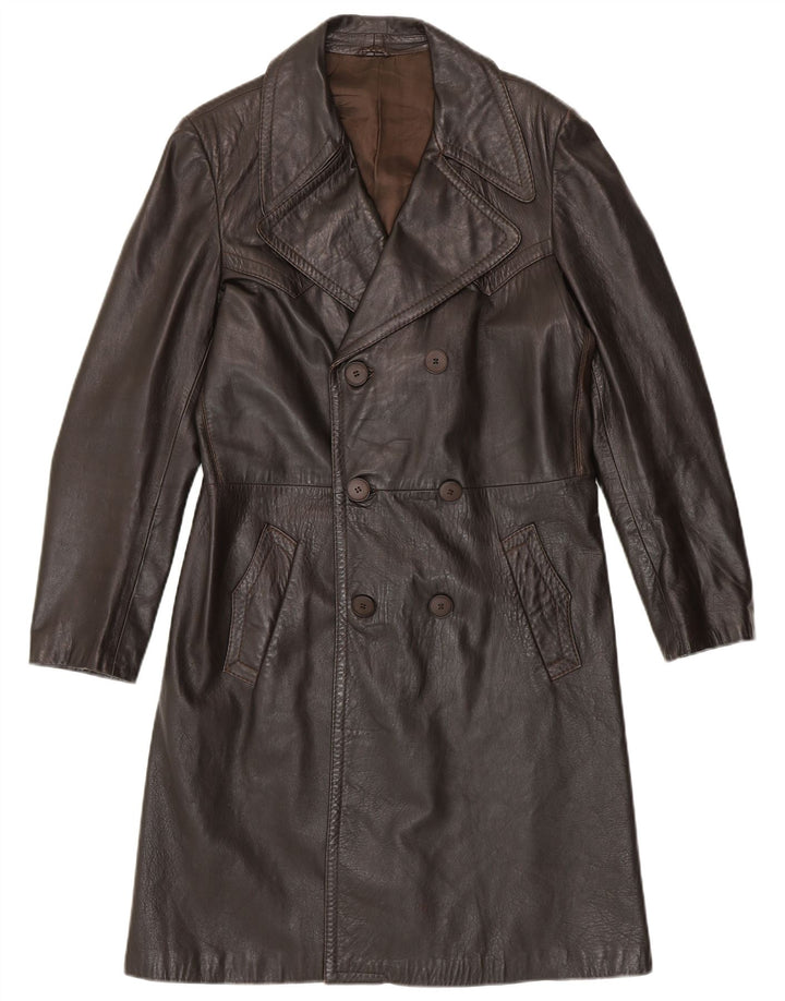VINTAGE Abrigo de cuero para hombre IT 50 Cuero marrón grande