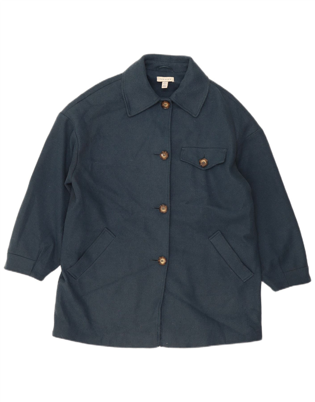 Topshop Abrigo extragrande para mujer UK 10 Pequeño poliéster azul