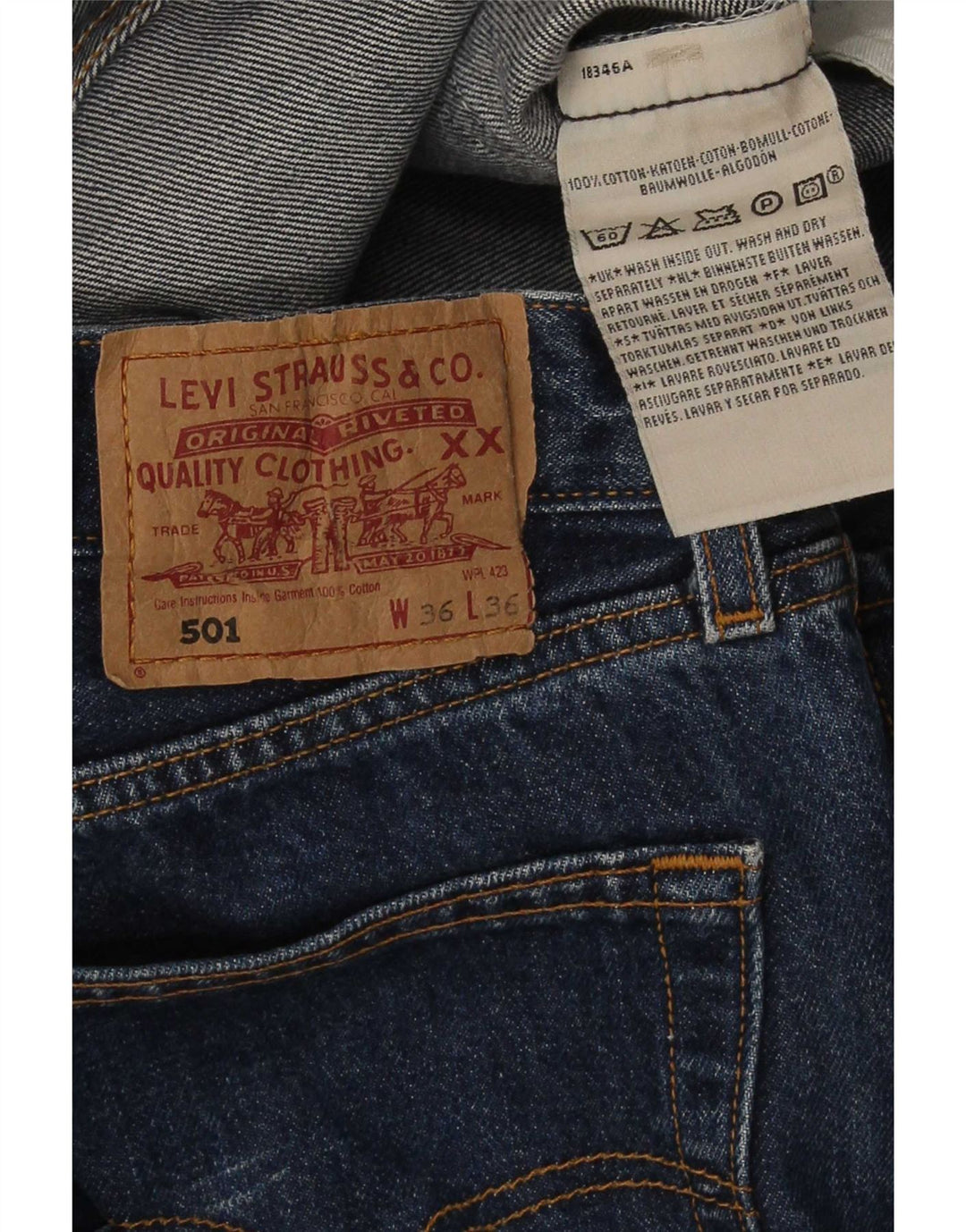 Levi's Hombre 501 Vaqueros Rectos W36 L32 Algodón Azul