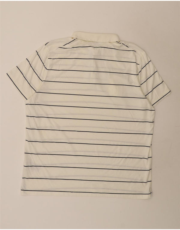 Nike Mens Regular Fit Polo Shirt 2XL White Striped Cotton