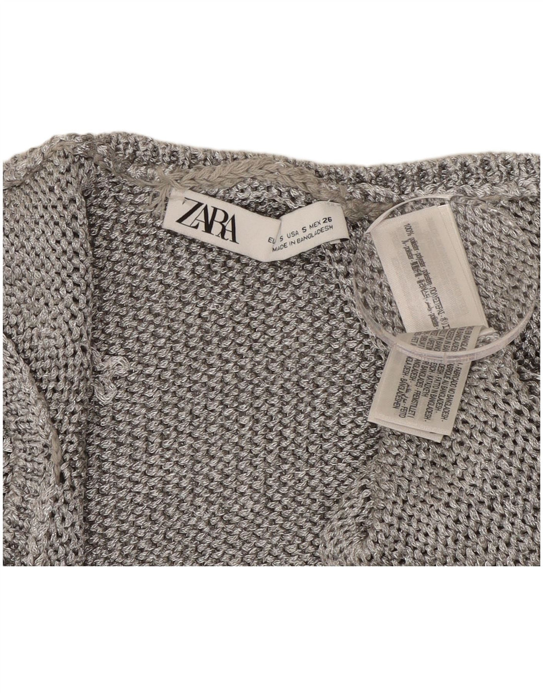 Zara Mujer Crop Vest Tank Top UK 10 Small Plata Poliéster