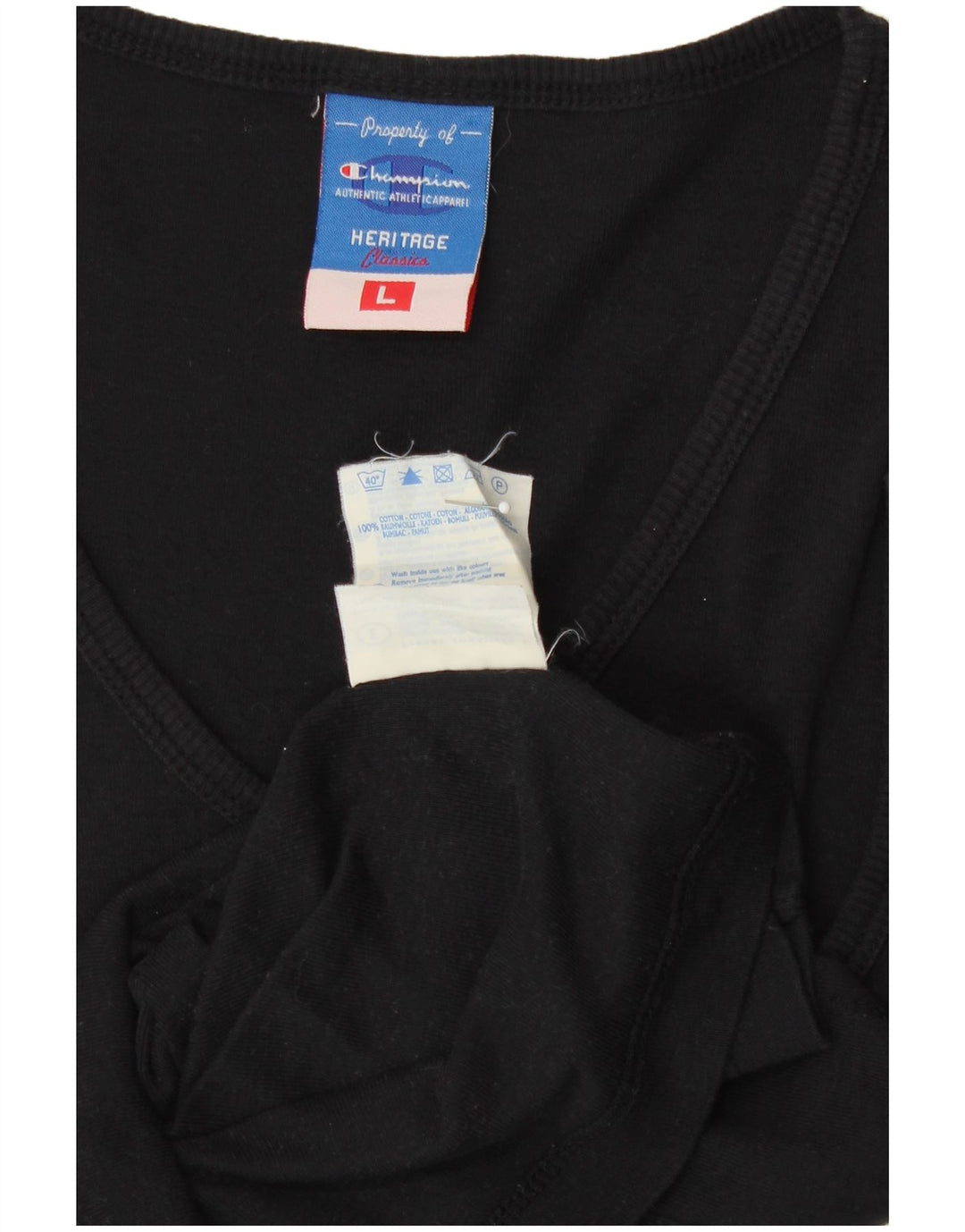 CHAMPION Womens Heritage Classics T-Shirt Top UK 14 Large Black Cotton Vintage Champion and Second-Hand Champion from Messina Hembry 